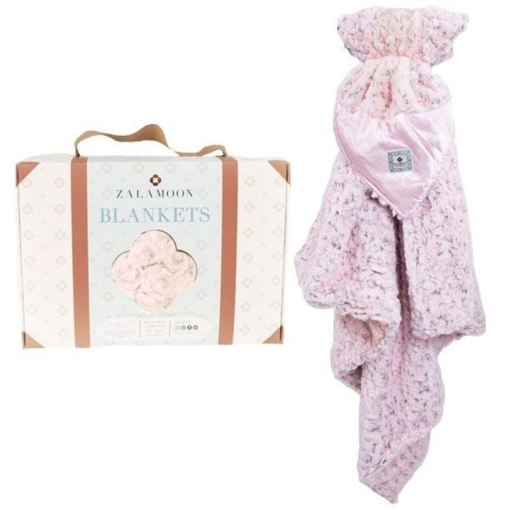 ZALAMOON Plush Strollet Blanket with Satin Trim